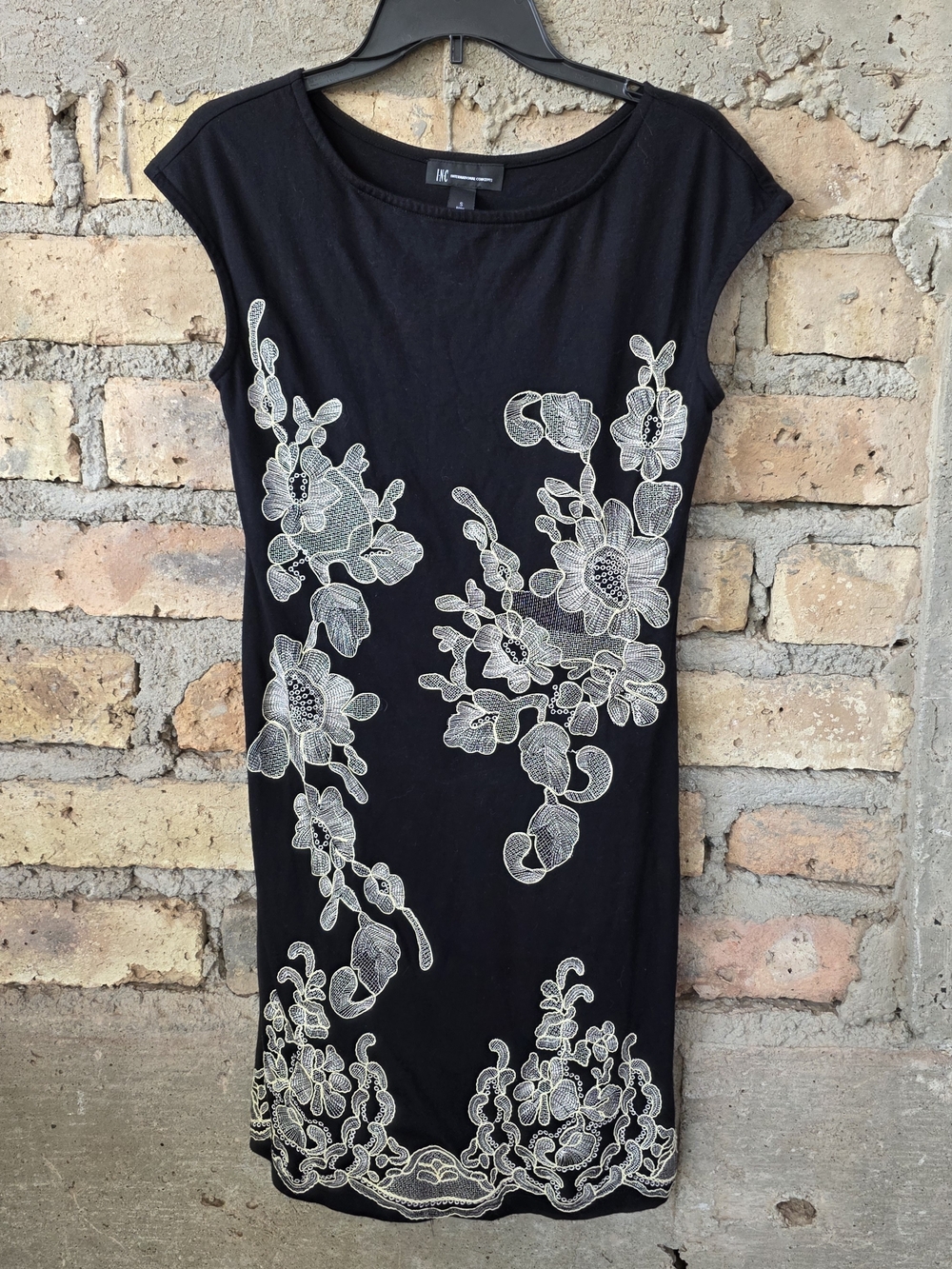 NWT INC International Concepts Black Floral Embroidered Tapestry Dress